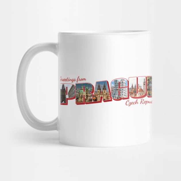 Greetings from Prague in Czech Republic Vintage style retro souvenir by DesignerPropo